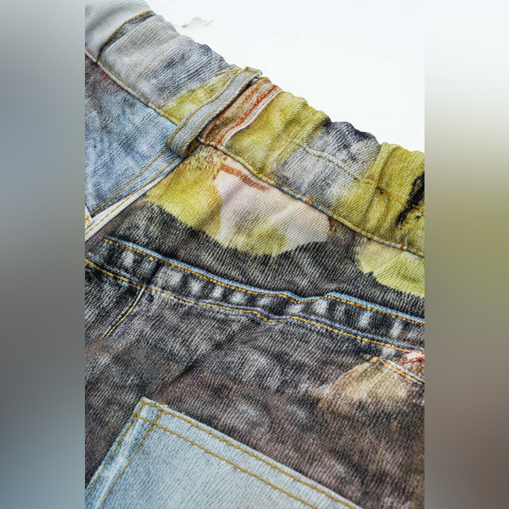 Micas patchwork print Abstract Art Print Pants XL… - image 6